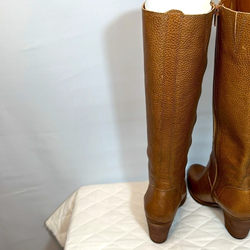 Lucky Brand Epositoh Honey Cornelian Leather Knee-High Boots Size 8 Block Heels - Picture 14 of 15
